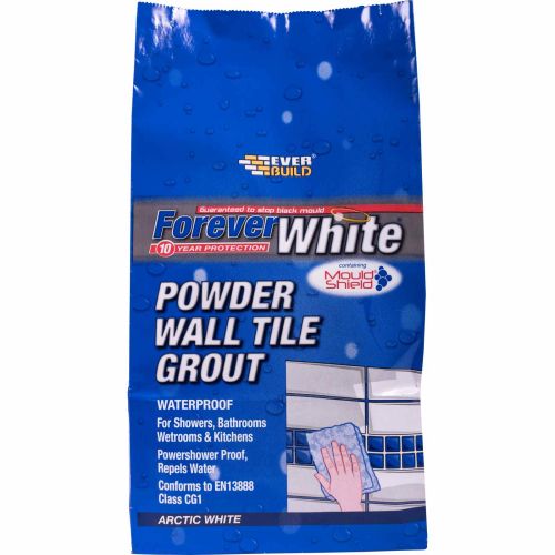 Everbuild Forever White Powder Wall Tile Grout Arctic White 1.2 kg 560638