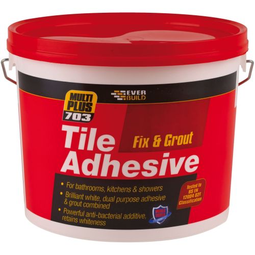 Everbuild 703 Fix and Grout Tile Adhesive Brilliant White 7.5 kg 487078