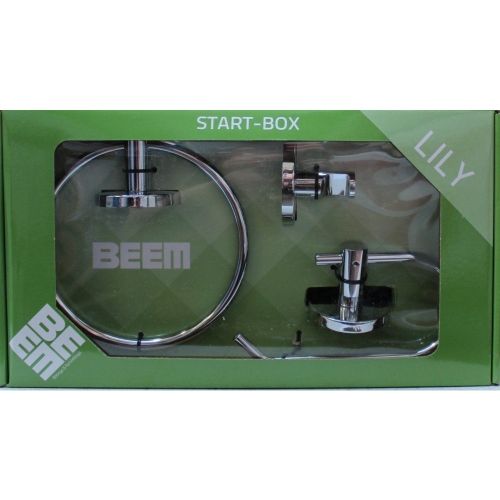 Beem Lily 3-Piece Round Bathroom Accessory Kit Towel Ring  Toilet Roll Holder  Single Robe Hook