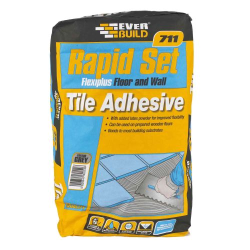 Everbuild 711 Floor and Wall Tile Adhesive Rapid Setting Grey 20 kg 486660