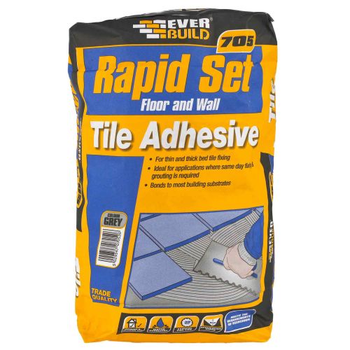 Everbuild 705 Floor and Wall Tile Adhesive Rapid Setting Grey 20 kg 486663