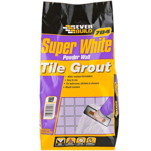Everbuild 704 Super White Powder Wall Tile Grout 3 kg GROUT3