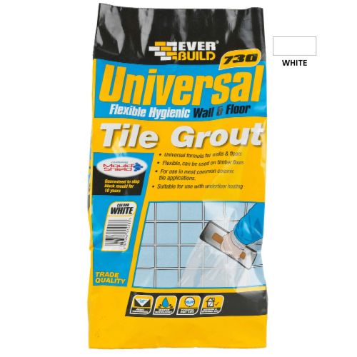 Everbuild 730 Hygienic Wall and Floor Tile Grout White 5 kg 486468