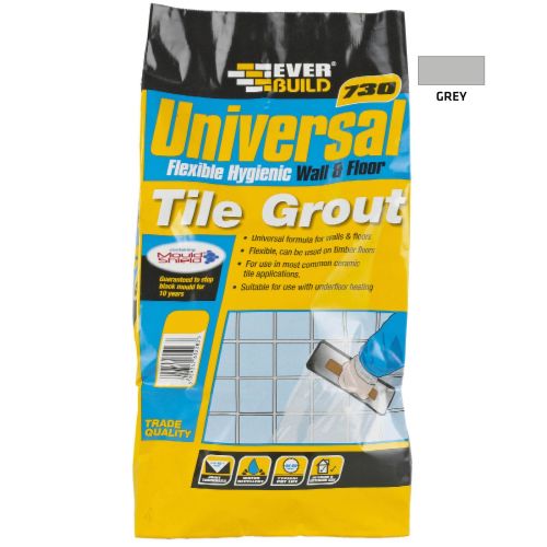 Everbuild 730 Wall and Floor Tile Grout Grey 5 kg 486465