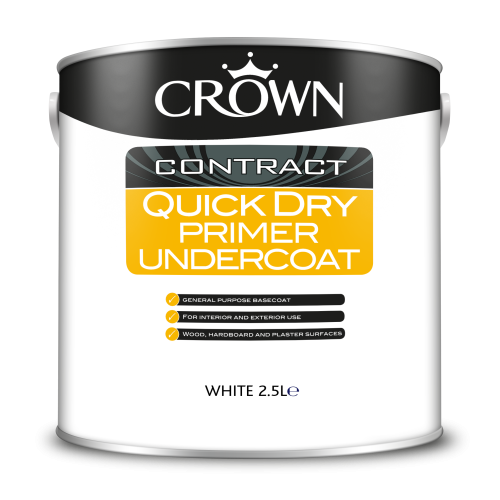 Crown Contract Quick Dry Primer U/Coat White 2.5L 5090758