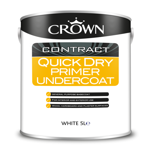 Crown Contract Quick Dry Primer U/Coat White 5L 5093615