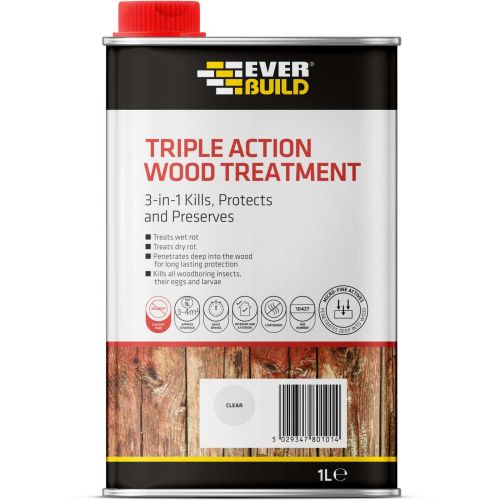 Everbuild Triple Action Wood Treatment Clear 1  Litre 483183